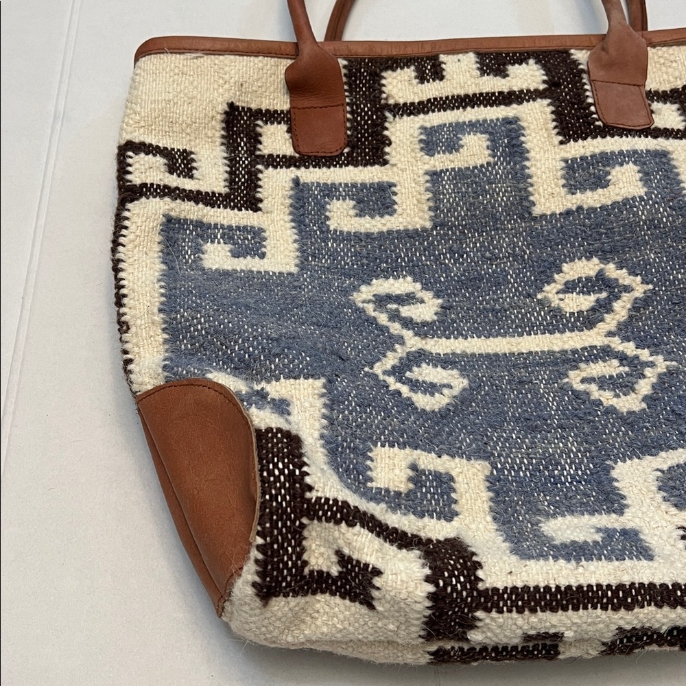 ANTHROPOLOGIE MO&CO. LEATHER & WOOL LARGE TOTE BAG - Picture 11 of 16